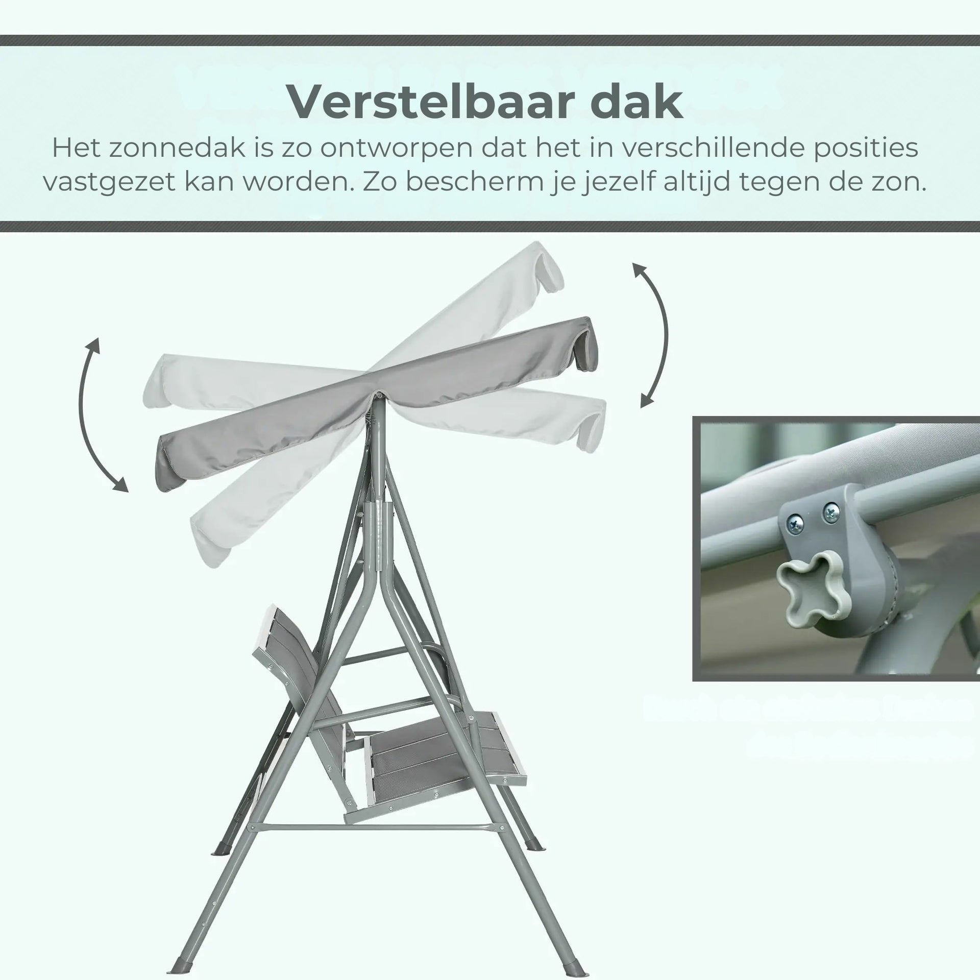 3-zits schommelbank met kantelbaar dak – grijs, tot 250 kg