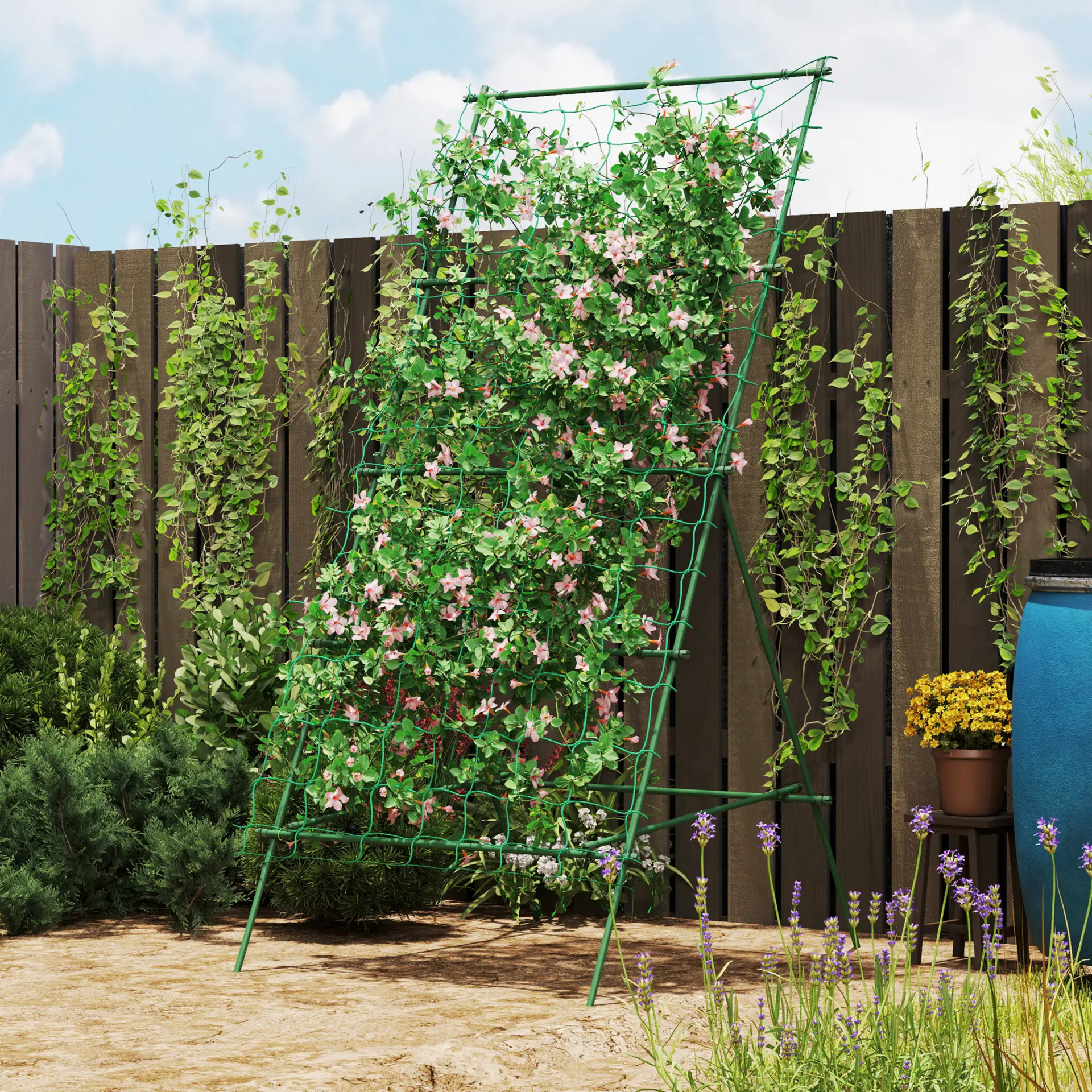 Verstelbaar klimplantenrek van groen metaal – voor rozen, clematis of druiven