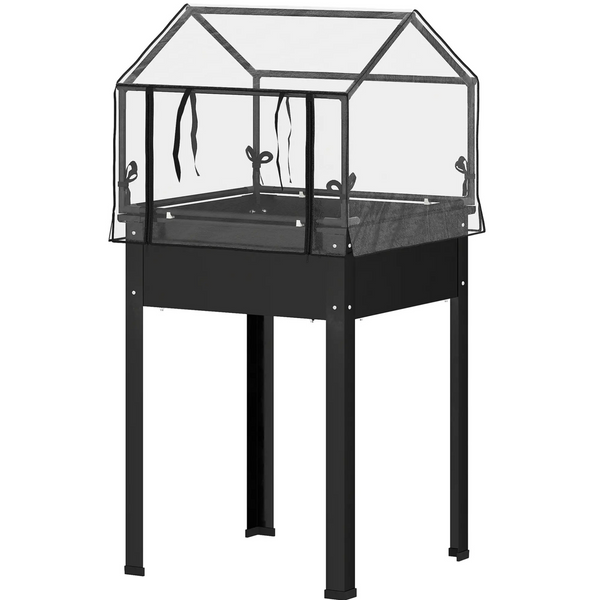 Verhoogde kweektafel met hoes van zwart metaal – 60x60x120 cm voor buiten