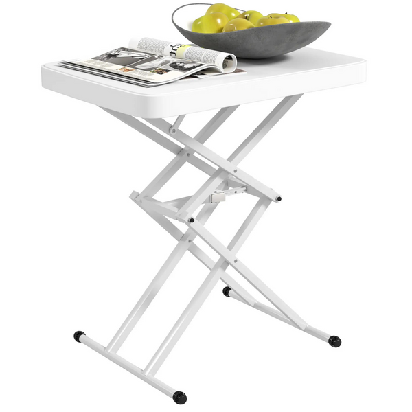 Witte hoogteverstelbare tuintafel 65x45 cm – inklapbaar en veelzijdig