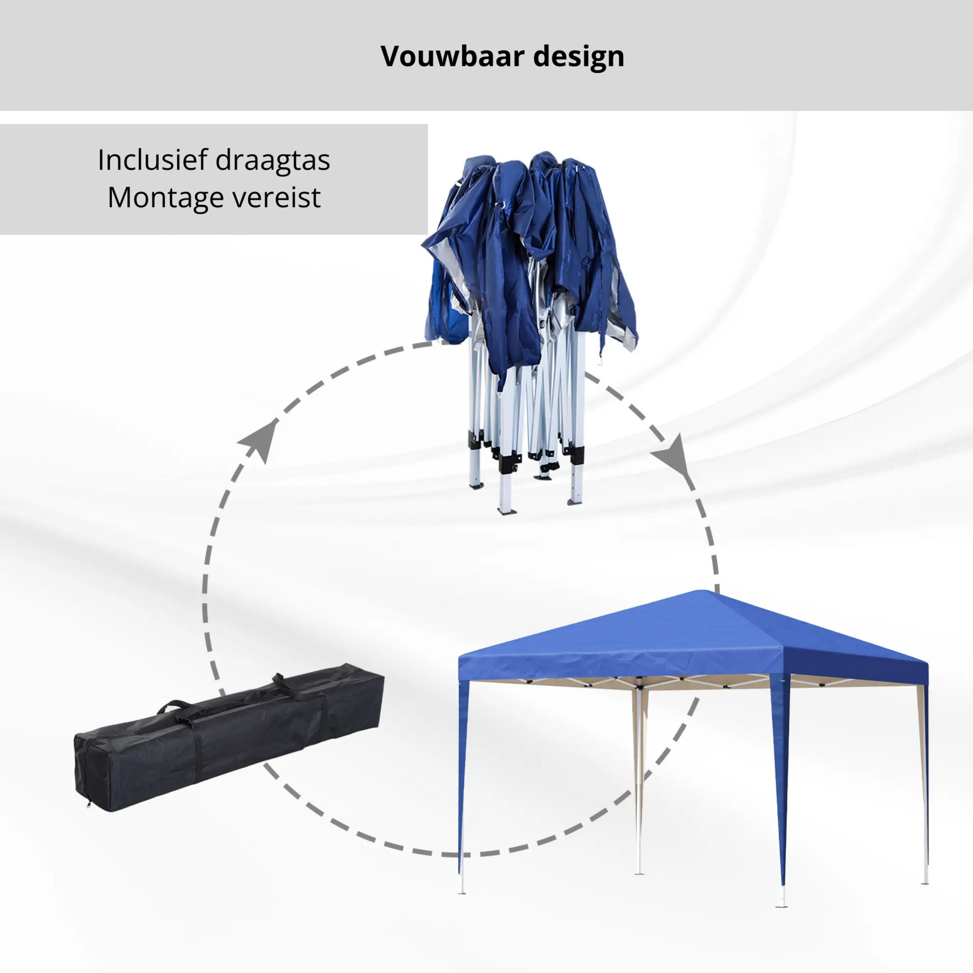 Easy-up partytent 2,95x2,95 m blauw – snel op te zetten met UV30+ bescherming