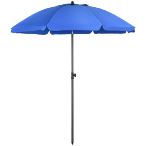 Blauwe strandparasol Ø180 cm – UV50+ bescherming, kantelbaar met stevig frame en praktische draagbaarheid voor tuin en strand