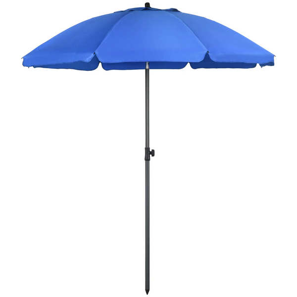 Blauwe strandparasol Ø180 cm – UV50+ bescherming, kantelbaar en draagbaar