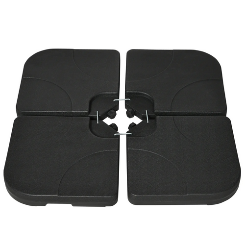 Zwarte parasoltegels 78 kg – 4-delige set van HDPE voor zweefparasols