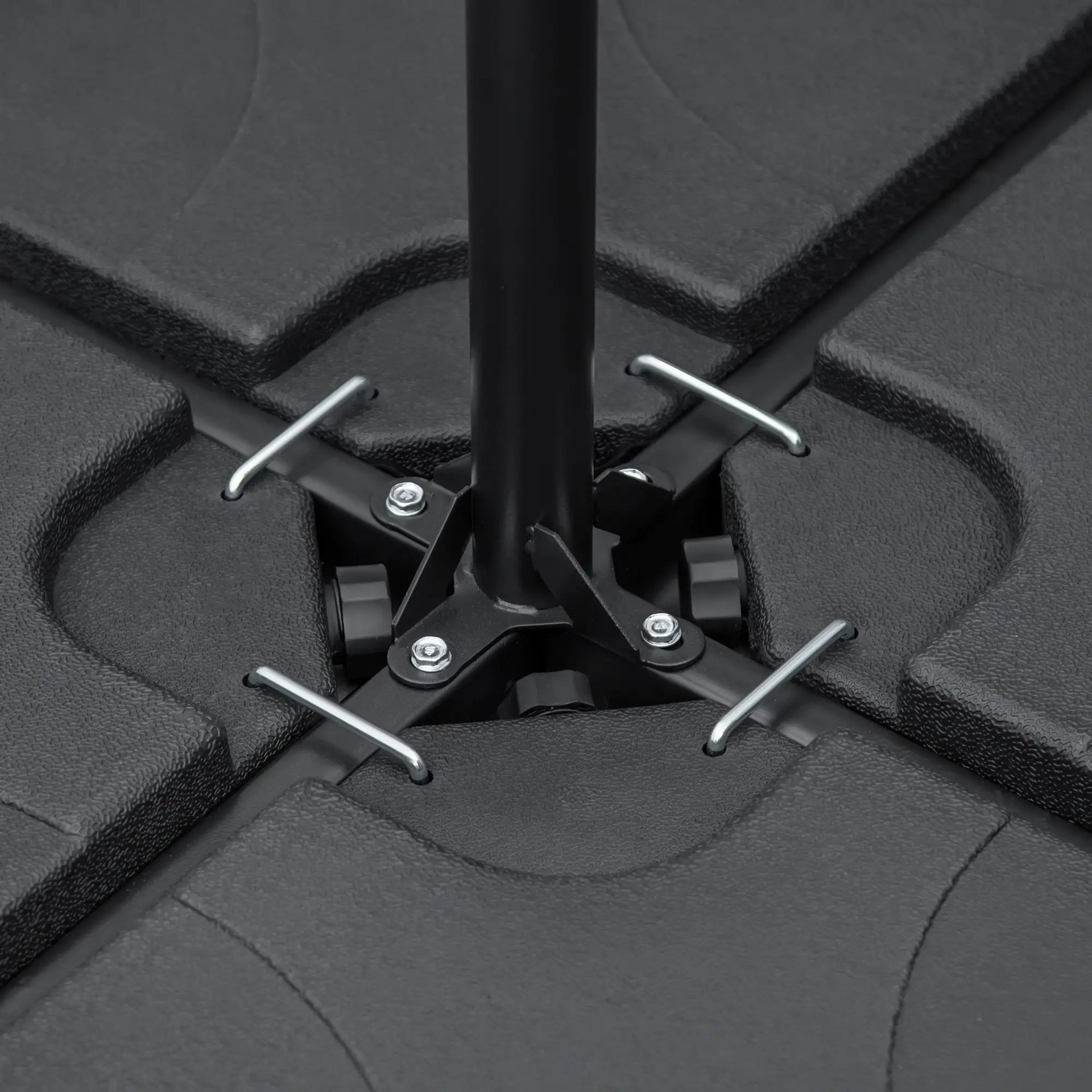Zwarte parasoltegels 78 kg – 4-delige set van HDPE voor zweefparasols