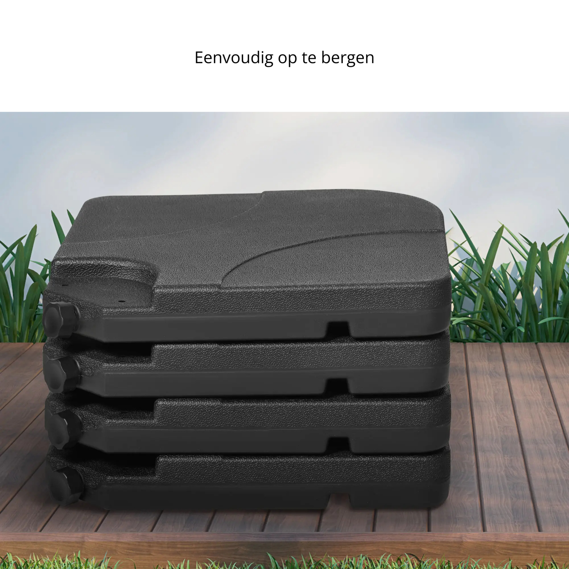 Zwarte parasoltegels 78 kg – 4-delige set van HDPE voor zweefparasols