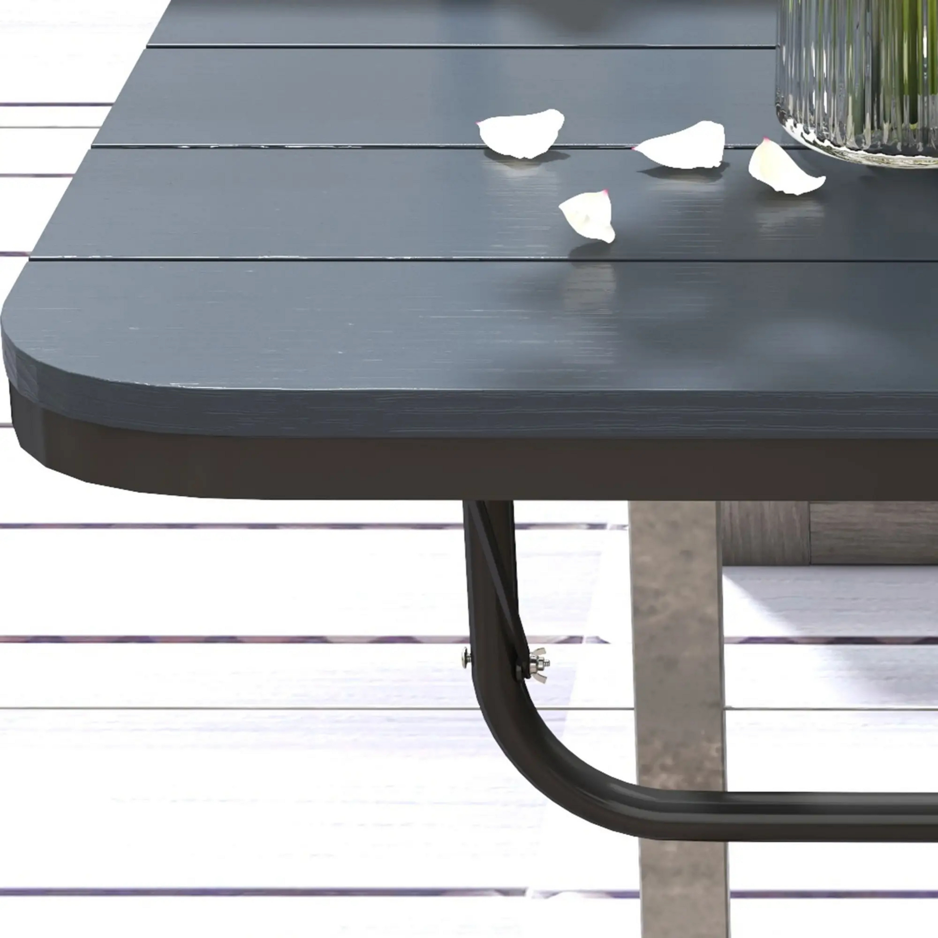 Opklapbare zwarte balkonhangtafel 60x40 cm – in hoogte verstelbaar en ruimtebesparend