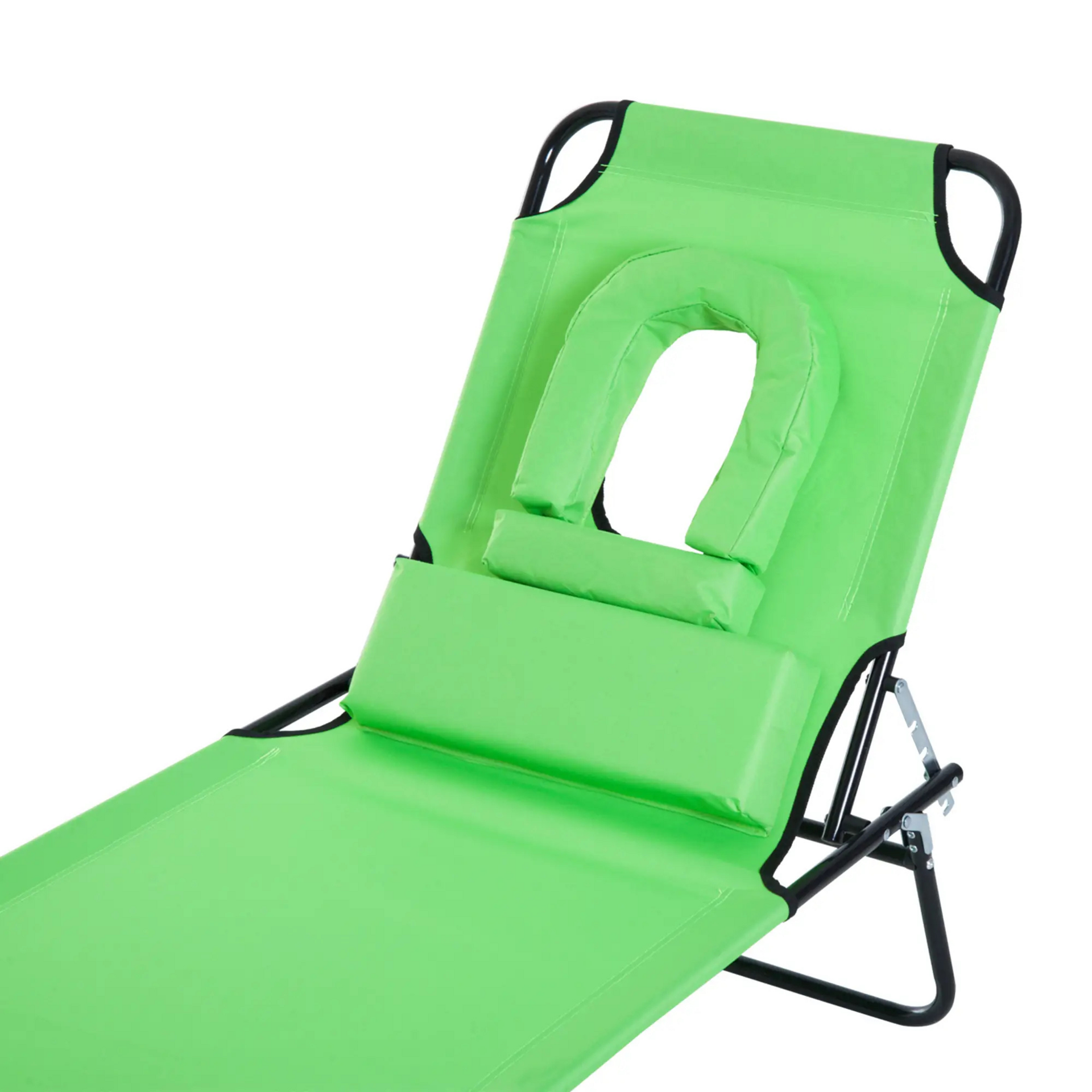 Verstelbaar groen ligbed 187x58 cm – met leesvenster en 4 rugstanden