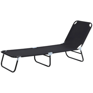 Verstelbaar zwart ligbed 188x56 cm – 5 rugstanden met stevig frame en ademend textiel voor comfortabele tuinontspanning