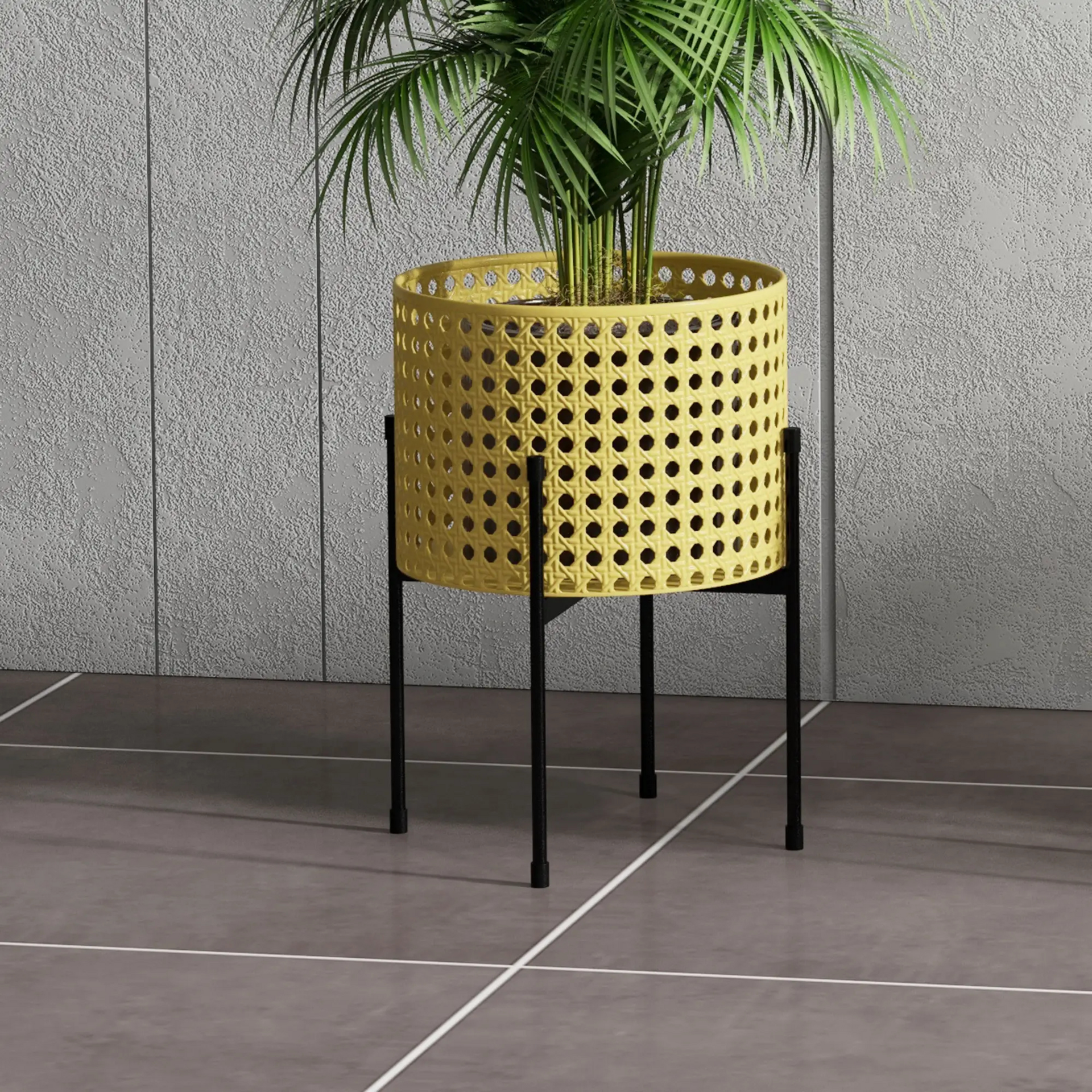 Set van 3 metalen plantenbakken – zwart-goud met modern design