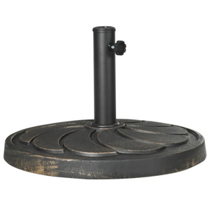 Zwarte parasolvoet 18 kg – Ø53,5 cm kunststof en staal met verstelbare klem geschikt voor Ø38–48 mm stelen