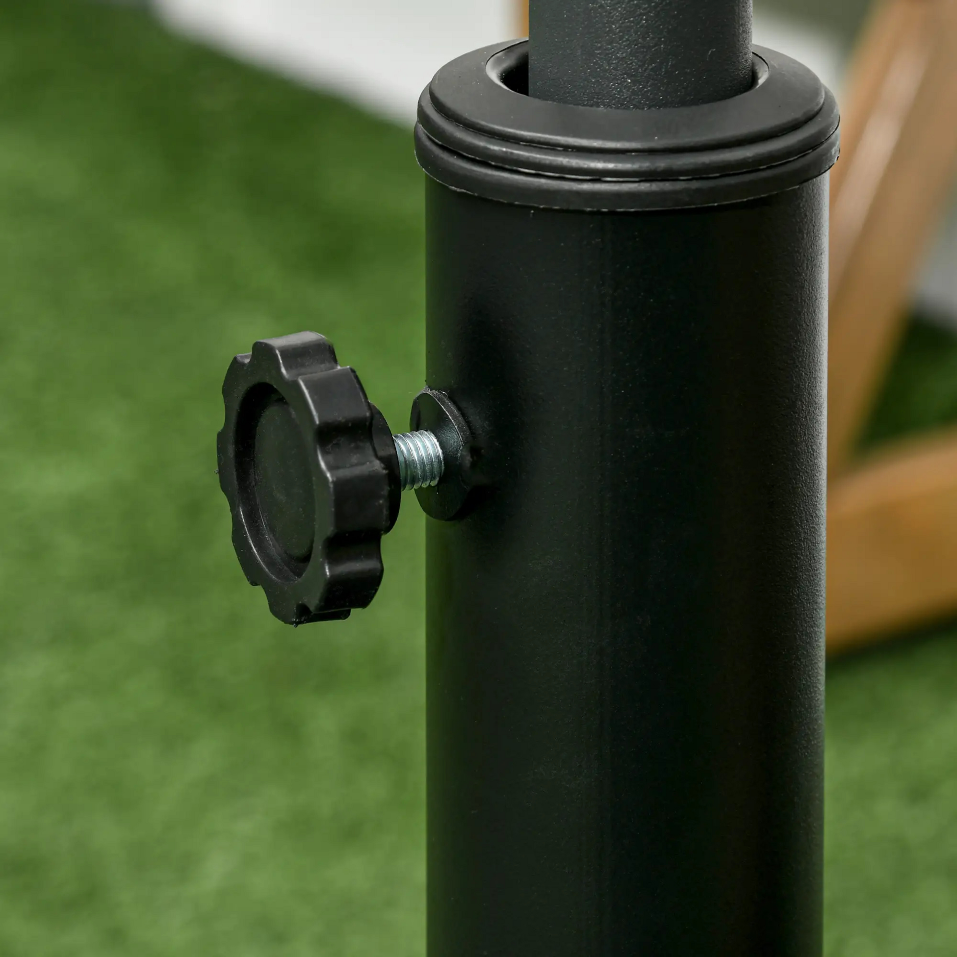 Zwarte parasolvoet 18 kg – Ø53,5 cm kunststof en staal, geschikt voor Ø38–48 mm stelen