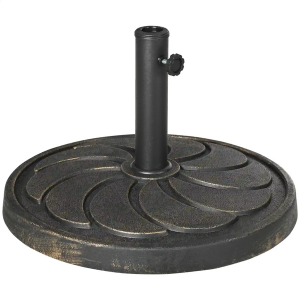 Zwarte parasolvoet 18 kg – Ø53,5 cm kunststof en staal, geschikt voor Ø38–48 mm stelen