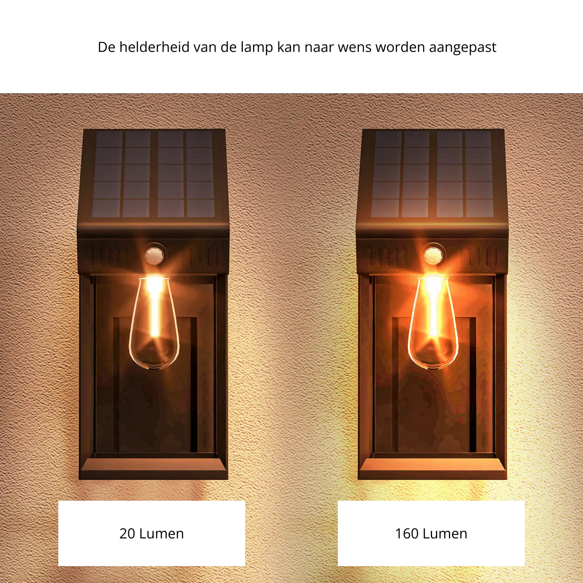 Zwarte solar wandlamp Ø53x33 cm – met sensor en IP44-bescherming
