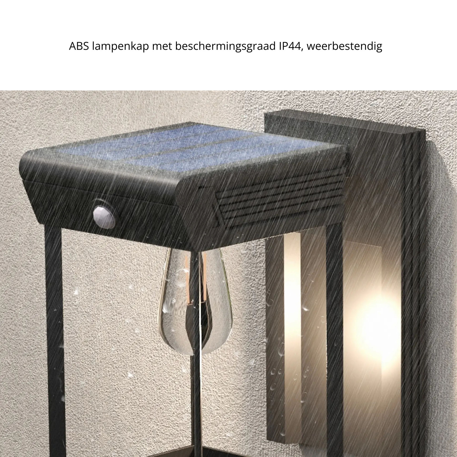 Zwarte solar wandlamp Ø53x33 cm – met sensor en IP44-bescherming