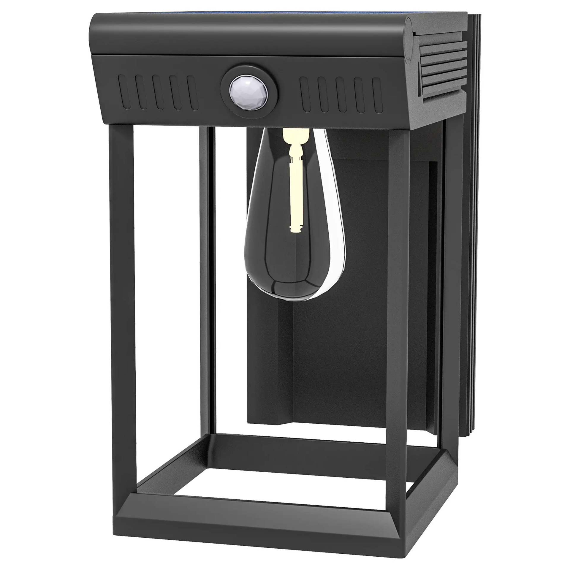 Zwarte solar wandlamp Ø53x33 cm – met sensor en IP44-bescherming
