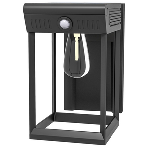 Zwarte solar wandlamp Ø53x33 cm – met sensor en IP44-bescherming voor duurzame buitenverlichting met strak design