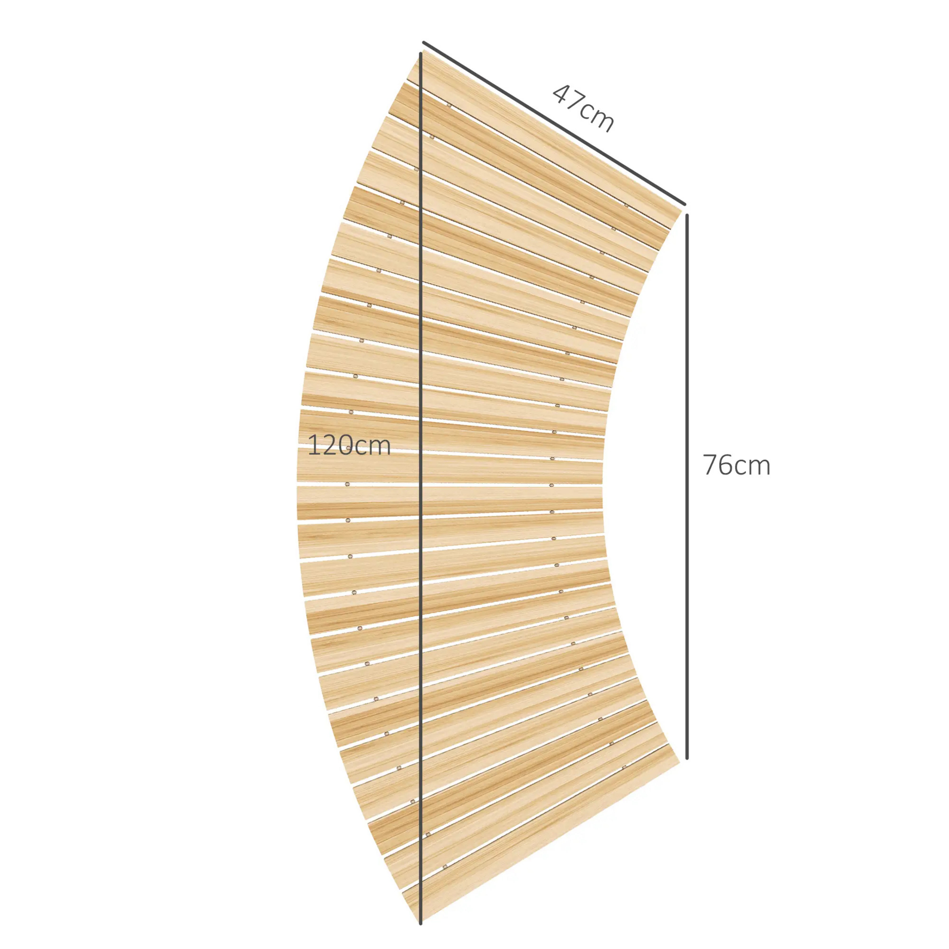 Gebogen uitrolbaar tuinpad 120x47 cm – weerbestendig vurenhout voor tuin en balkon