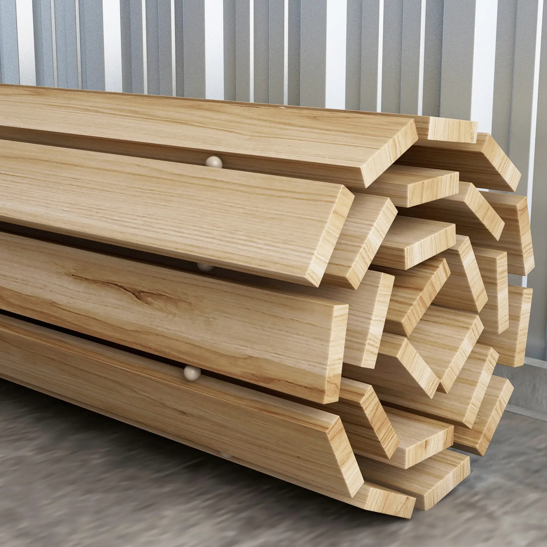 Gebogen uitrolbaar tuinpad 120x47 cm – weerbestendig vurenhout voor tuin en balkon