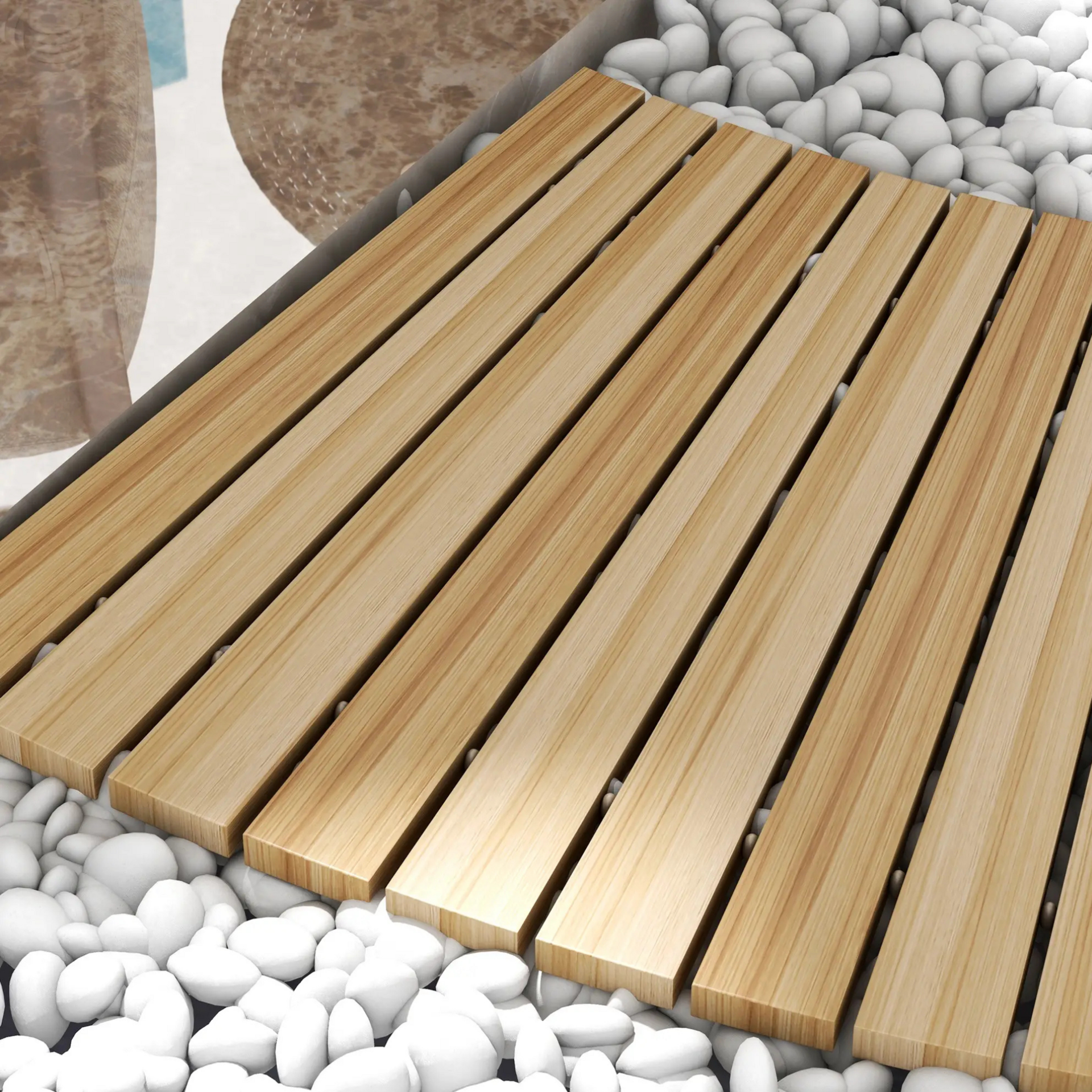 Gebogen uitrolbaar tuinpad 120x47 cm – weerbestendig vurenhout voor tuin en balkon
