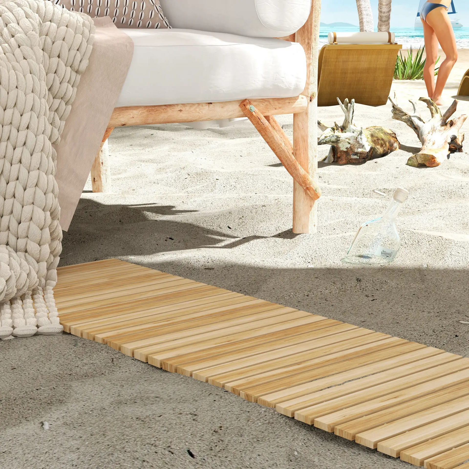 Uitrolbaar houten tuinpad 120x47 cm – weerbestendig vurenhout voor tuin en balkon