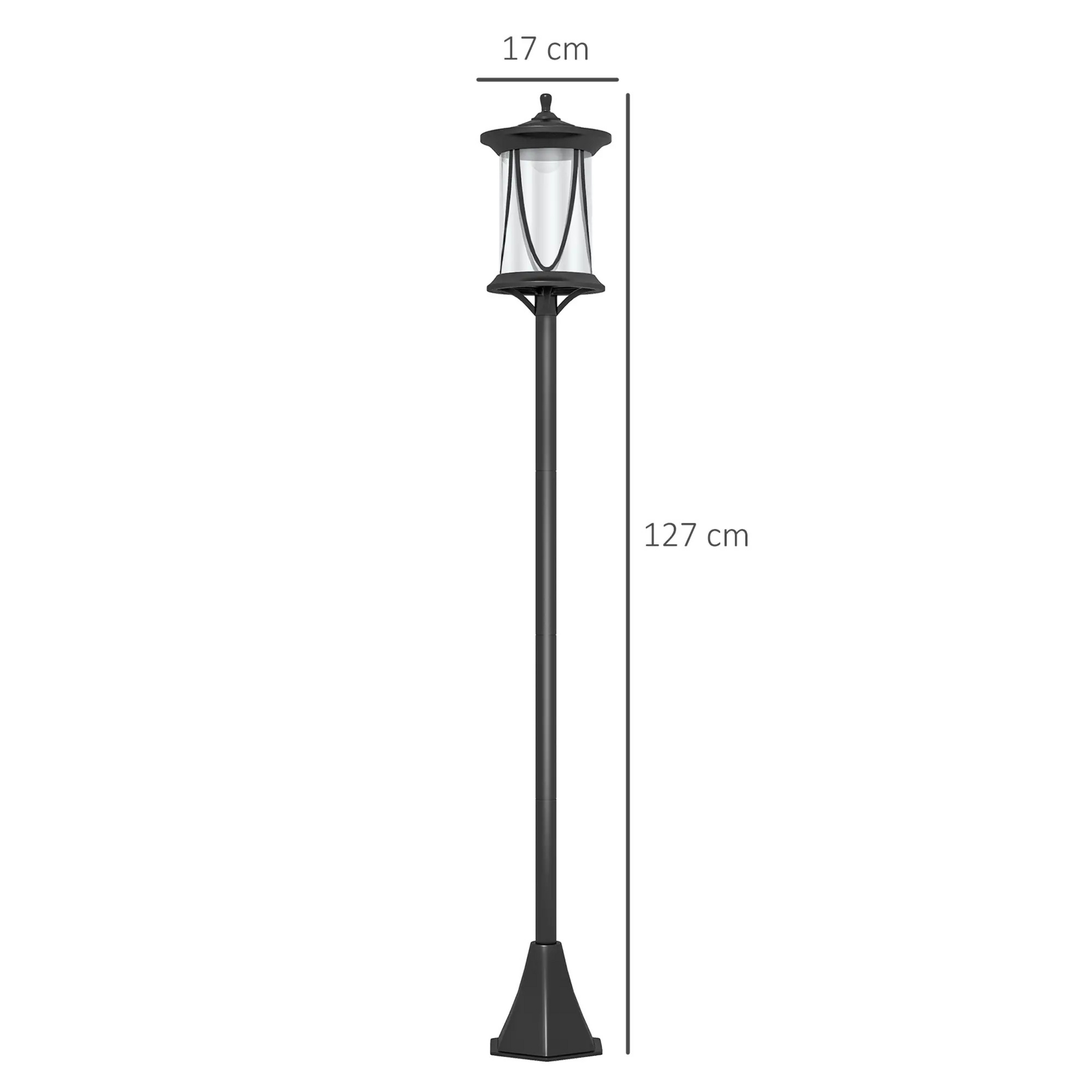 Zwarte solar tuinlantaarn 17x17x127 cm – sfeervolle verlichting op zonne-energie