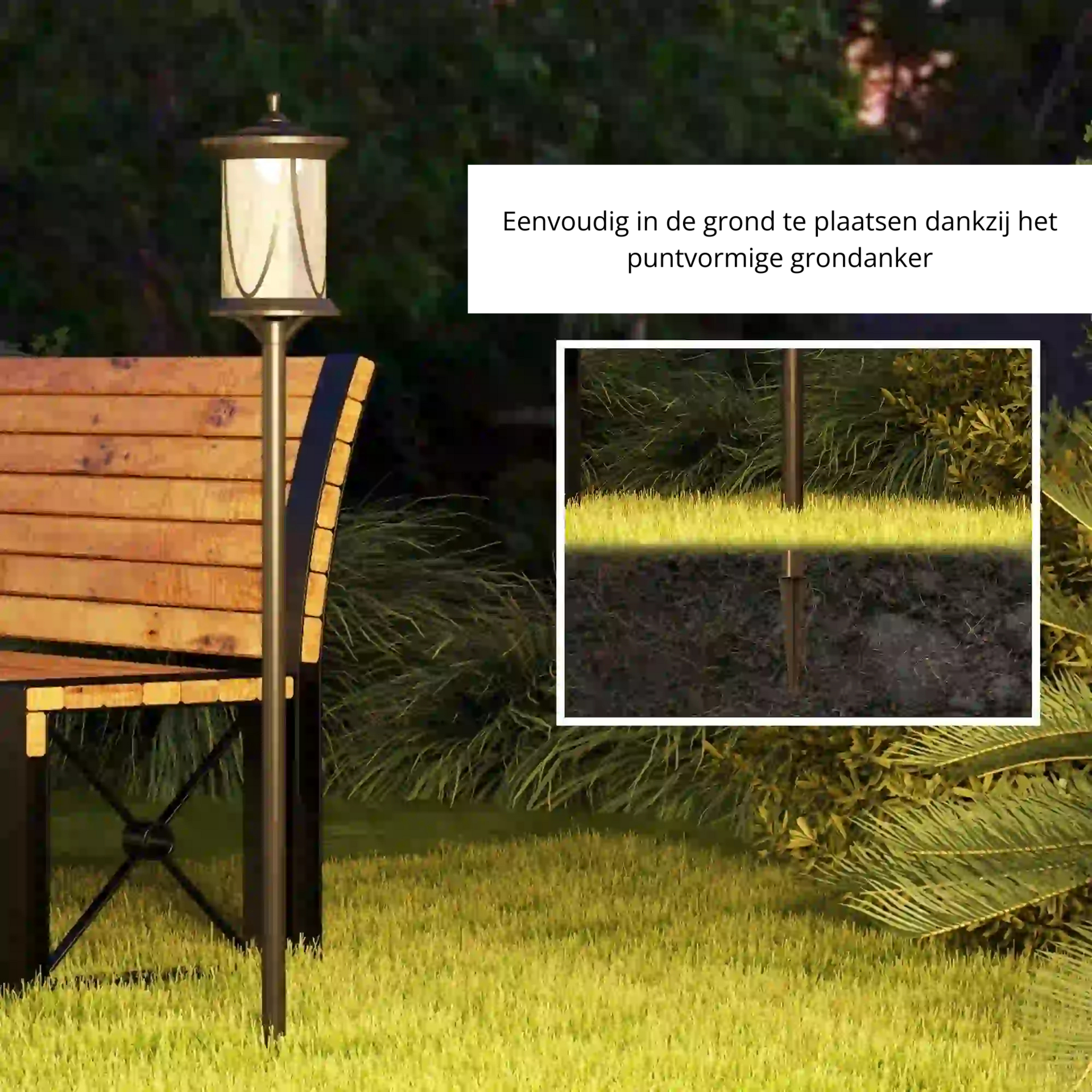 Zwarte solar tuinlantaarn 17x17x127 cm – sfeervolle verlichting op zonne-energie