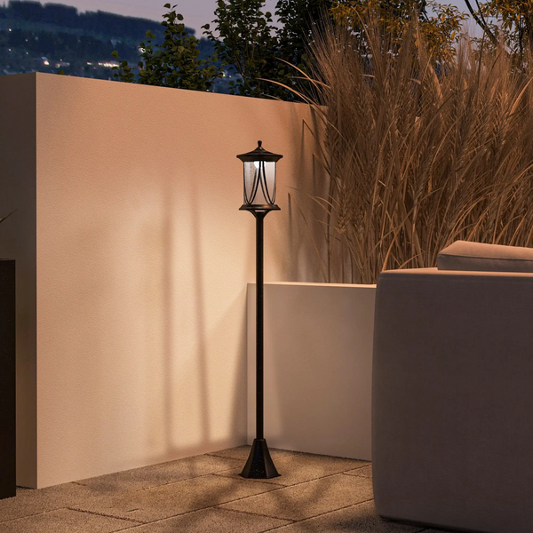 Zwarte solar tuinlantaarn 17x17x127 cm – sfeervolle verlichting op zonne-energie