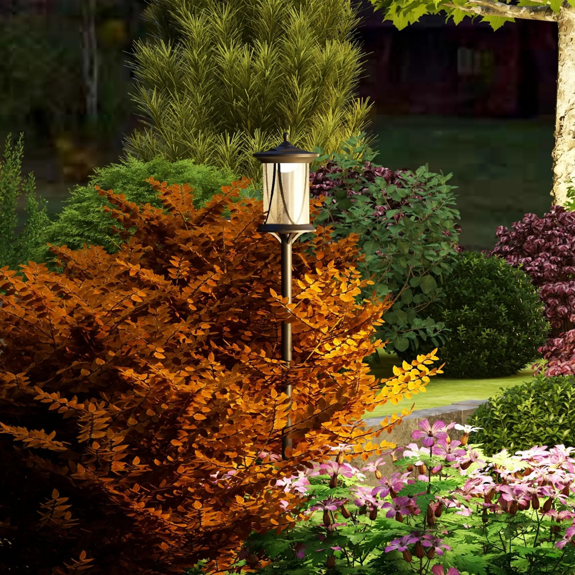Zwarte solar tuinlantaarn 17x17x127 cm – sfeervolle verlichting op zonne-energie
