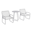Grijze 3-delige bistroset – ademende stoelen en metalen tafel voor balkon of tuin