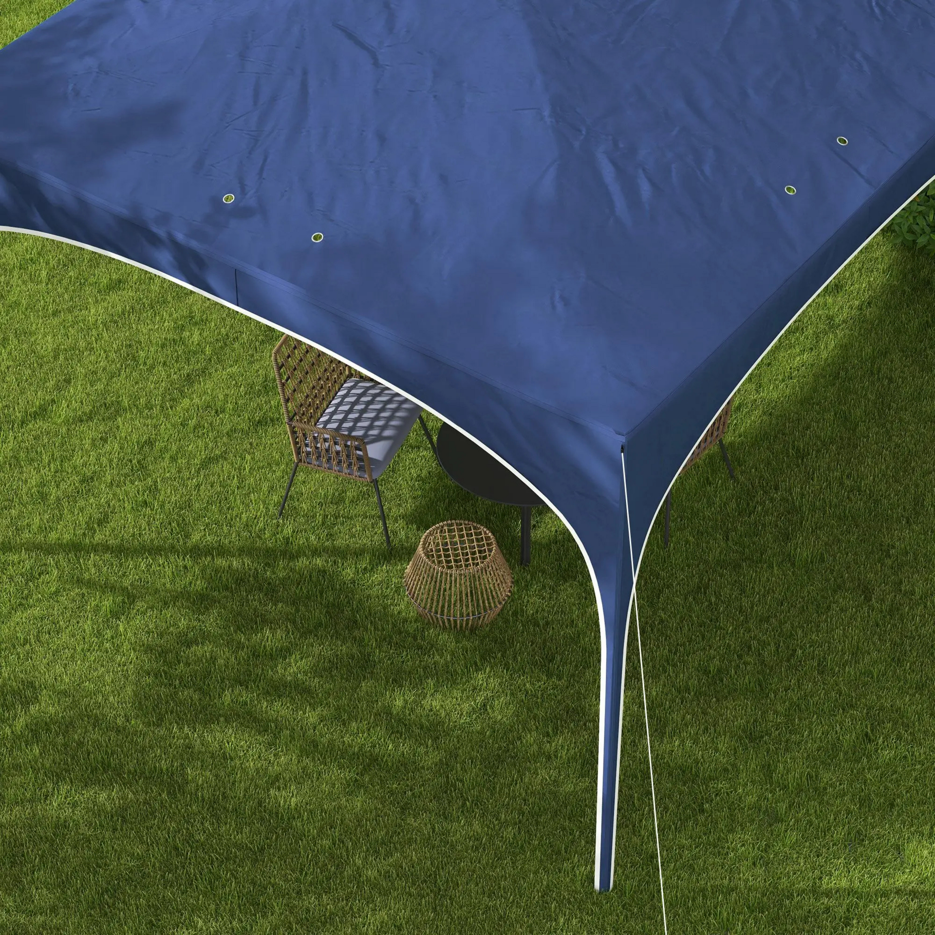 Blauwe Easy Up partytent 3x3 m – waterdicht met zandzakken en draagtas