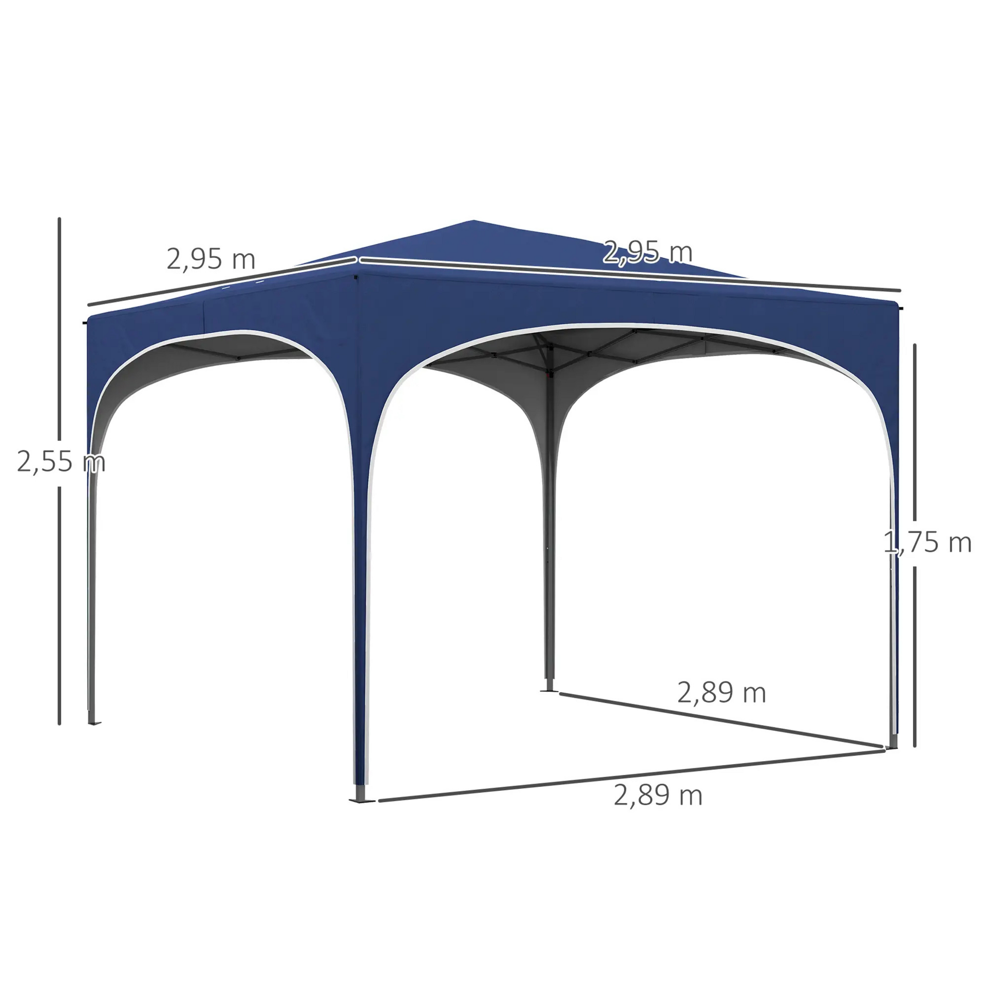 Blauwe Easy Up partytent 3x3 m – waterdicht met zandzakken en draagtas