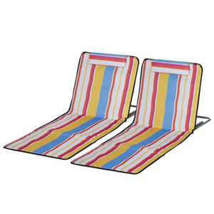 Veelkleurige strandmatset 124x53 cm – verstelbaar en draagbaar met comfortabele kussens voor een ontspannen dag aan zee