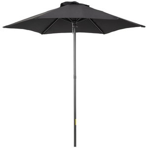 Zwarte parasol Ø196 cm – lichtgewicht met push-up mechanisme en ventilatie voor optimale schaduw en gebruiksgemak in tuin of terras