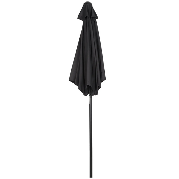 Zwarte parasol Ø196 cm – lichtgewicht met push-up mechanisme en ventilatie