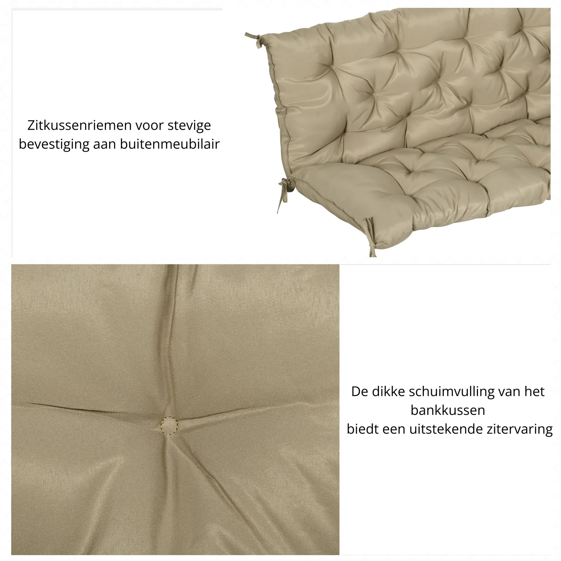 Kaki 3-zits tuinkussen 150x98x8 cm – stijlvol en comfortabel voor tuinbanken