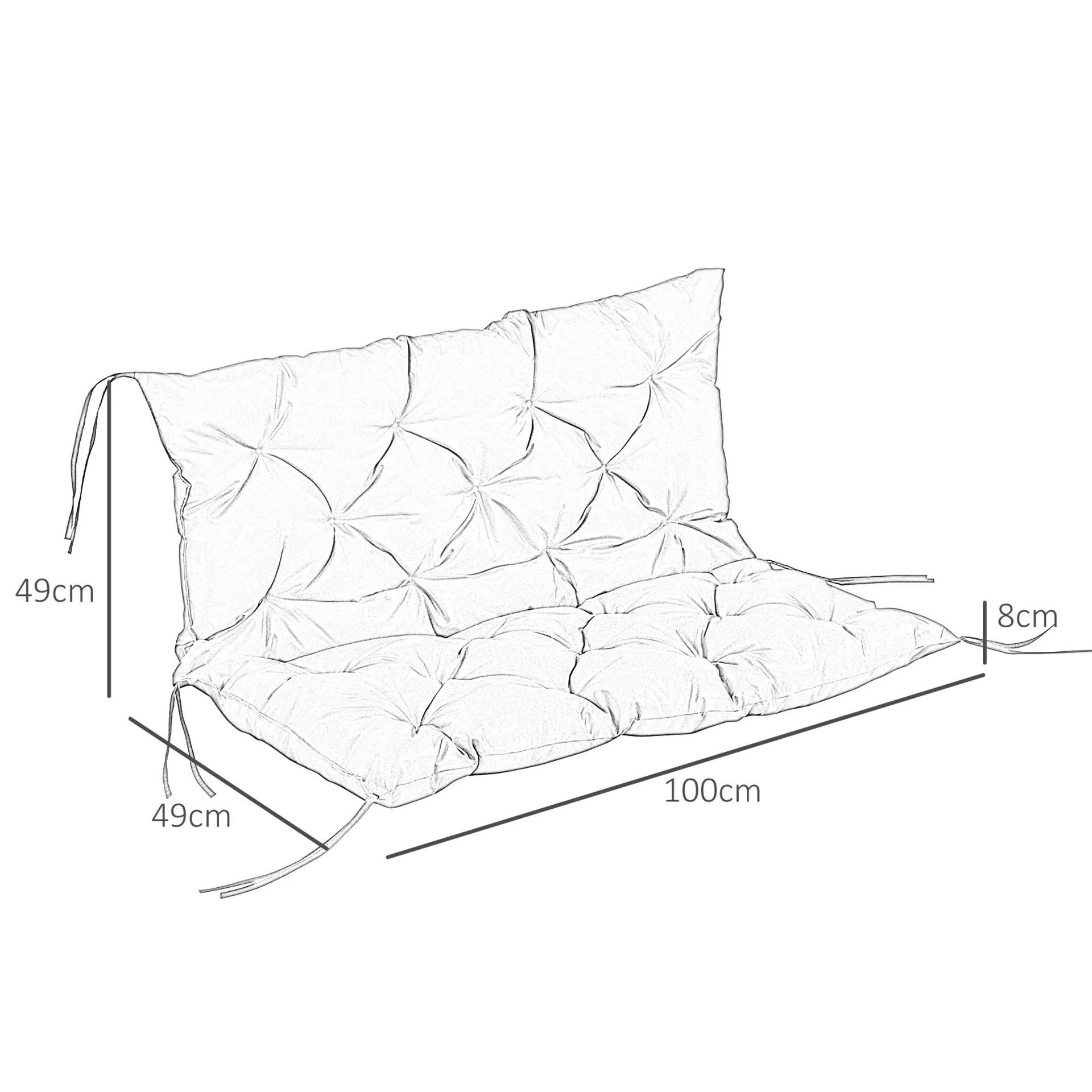 Zwart 3-zits tuinkussen 100x98x8 cm – comfortabel en stevig voor tuinbanken