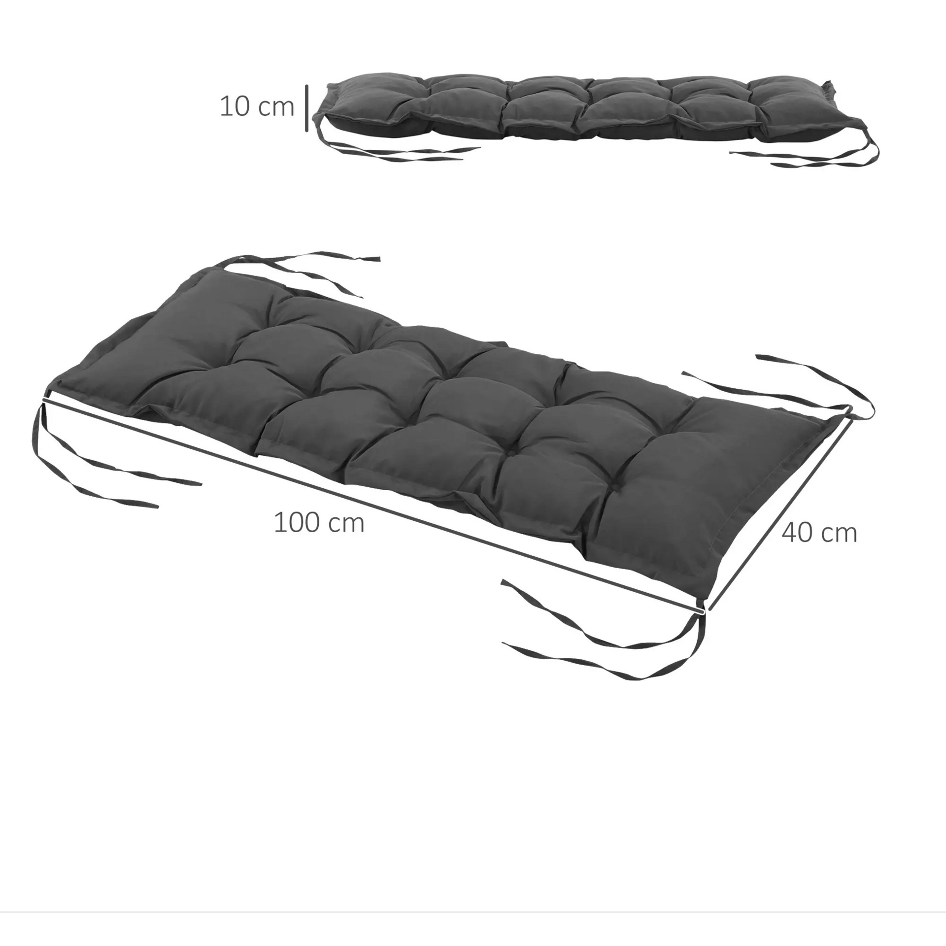 Zwart tuinkussen 100x40x10 cm – dik comfort met stijlvolle afwerking