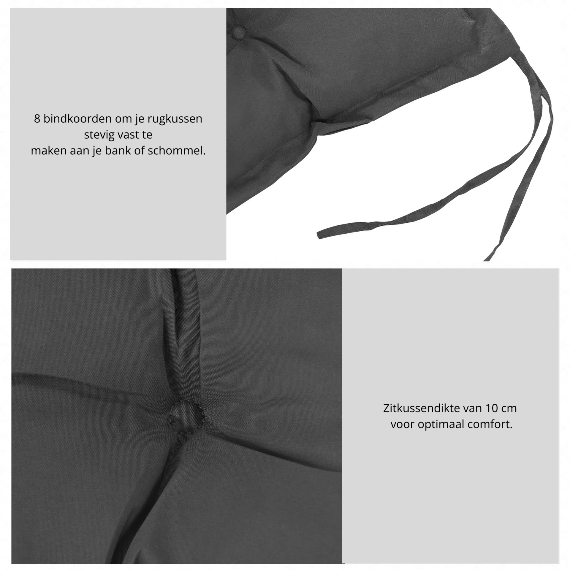 Zwart tuinkussen 100x40x10 cm – dik comfort met stijlvolle afwerking