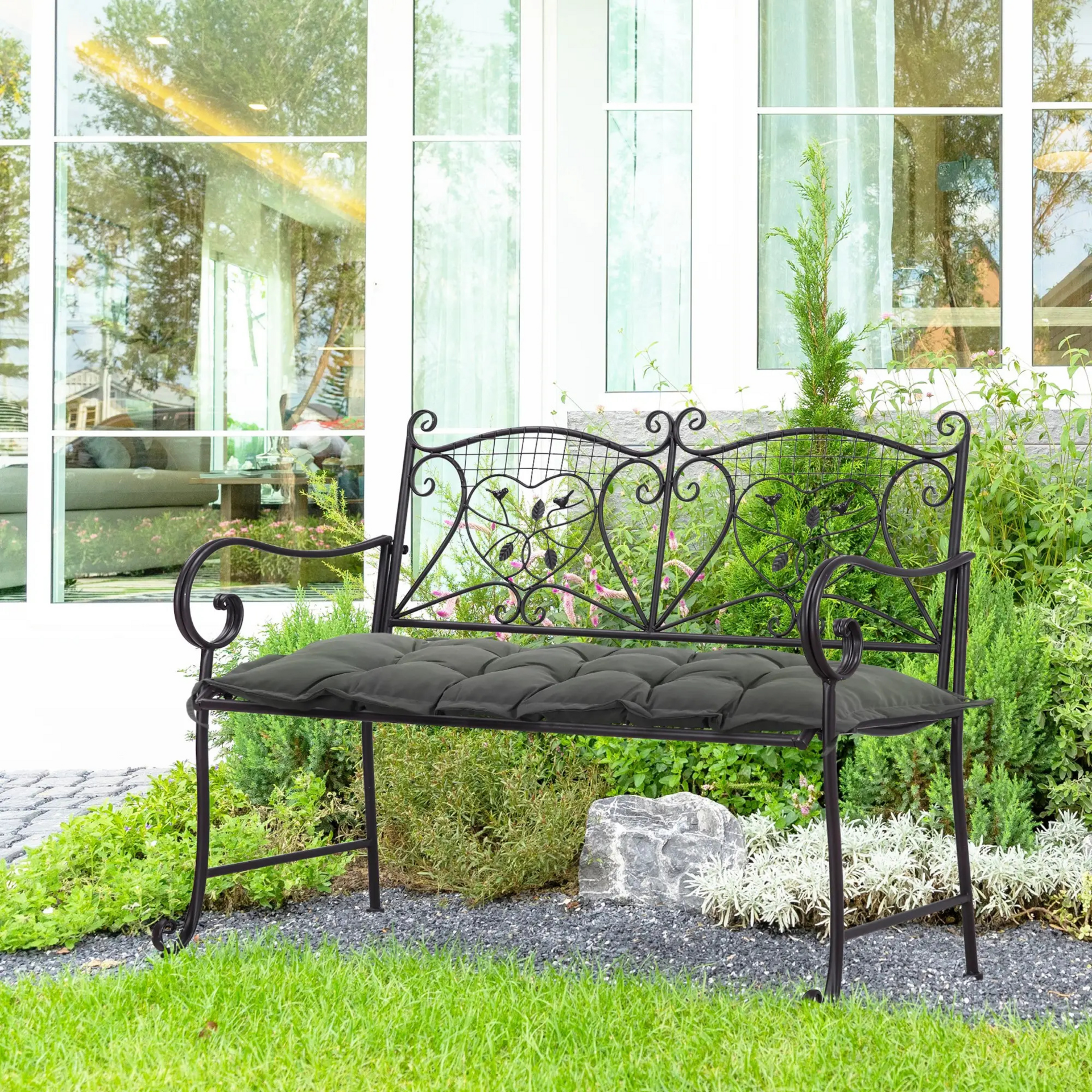 Zwart tuinkussen 100x40x10 cm – dik comfort met stijlvolle afwerking