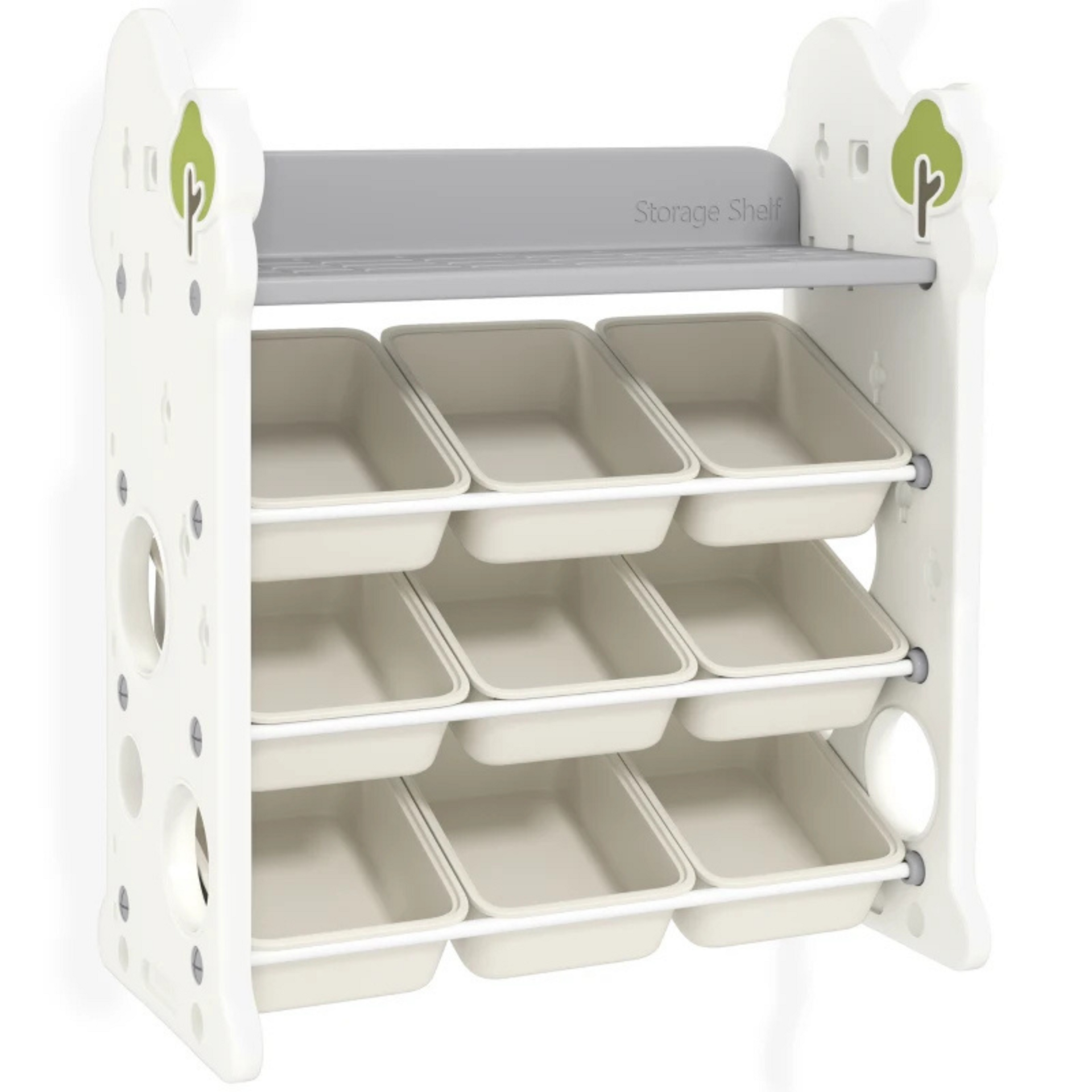 Speelgoed opbergkast crème 77x42x94 cm – 9 bakken voor een opgeruimde kinderkamer