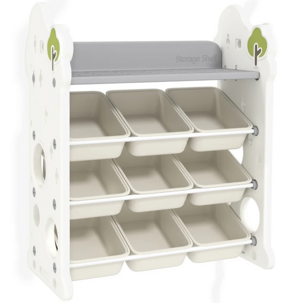 Speelgoed opbergkast crème 77x42x94 cm – 9 bakken voor een opgeruimde kinderkamer