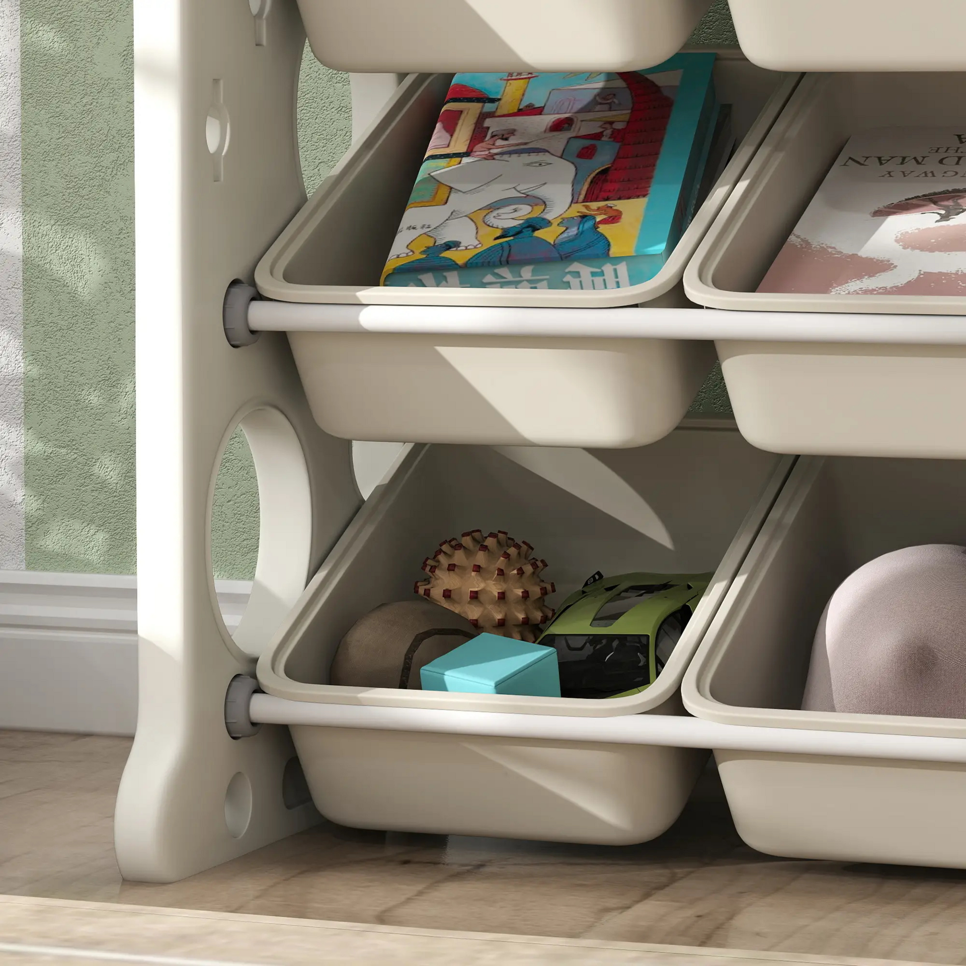 Speelgoed opbergkast crème 77x42x94 cm – 9 bakken voor een opgeruimde kinderkamer