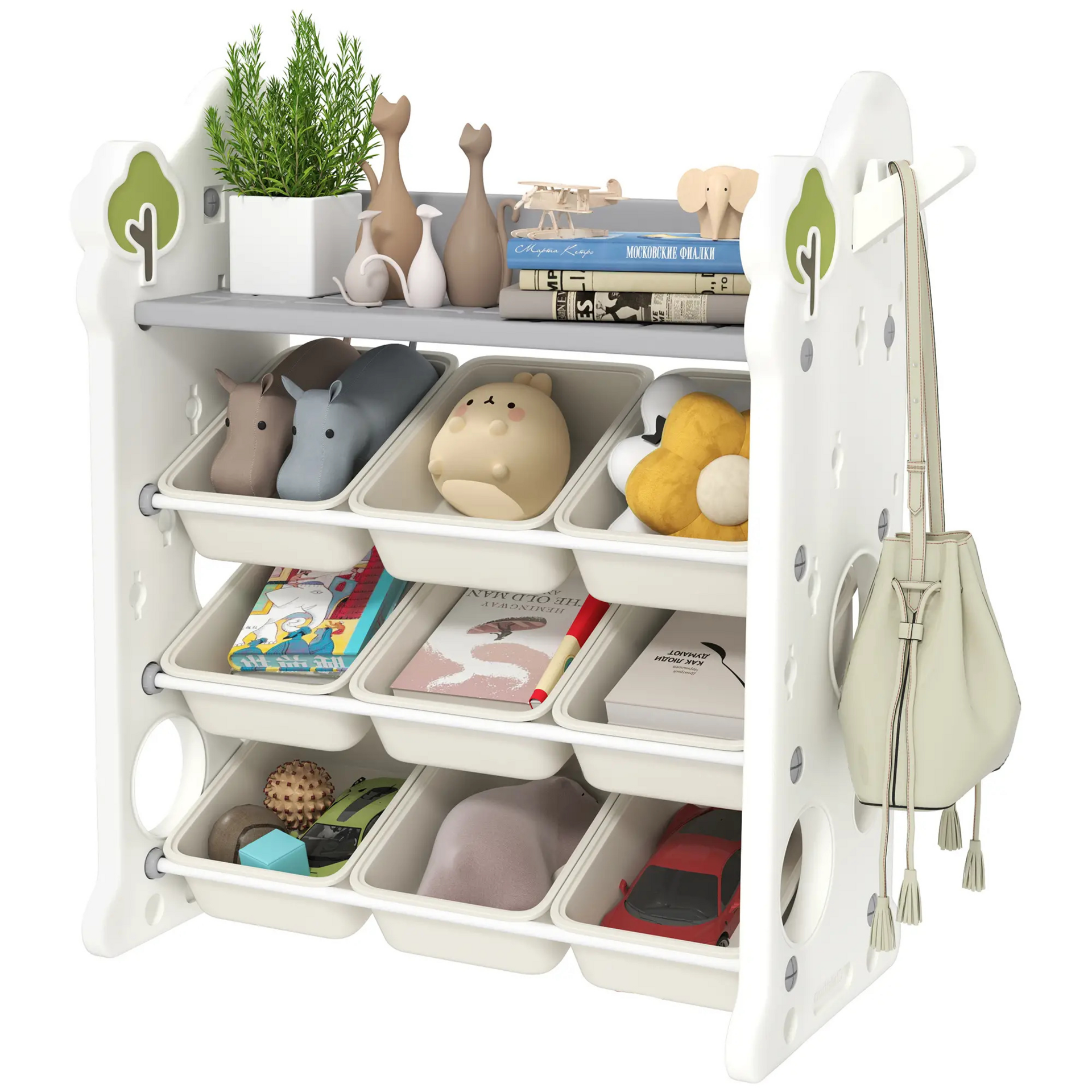 Speelgoed opbergkast crème 77x42x94 cm – 9 bakken voor een opgeruimde kinderkamer