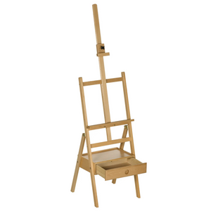 Verstelbare schildersezel met lade voor comfortabel schilderen 150-190 cm, beukenhout en stevige constructie