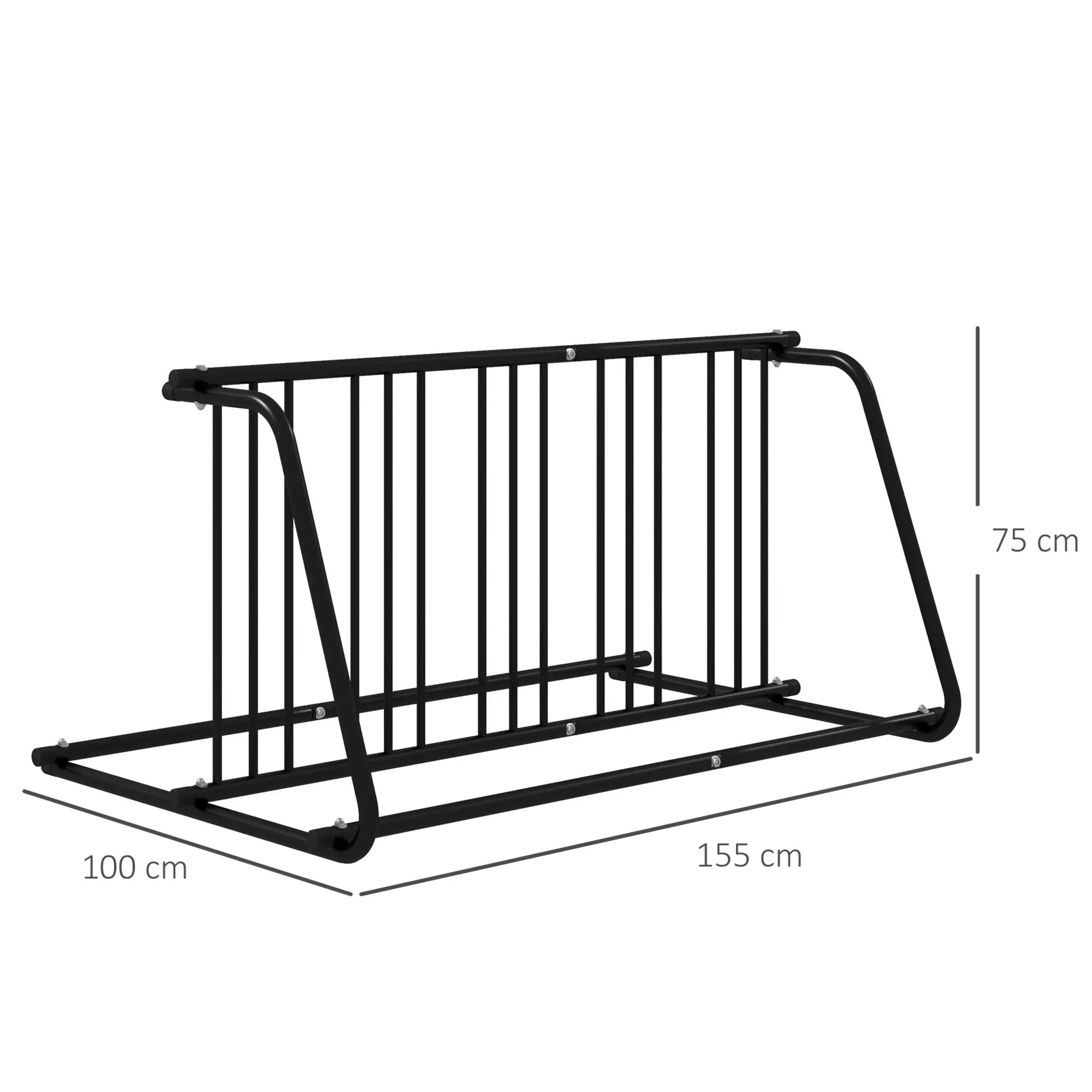 Fietsenrek zwart staal 155x100x75 cm – geschikt voor 4 fietsen