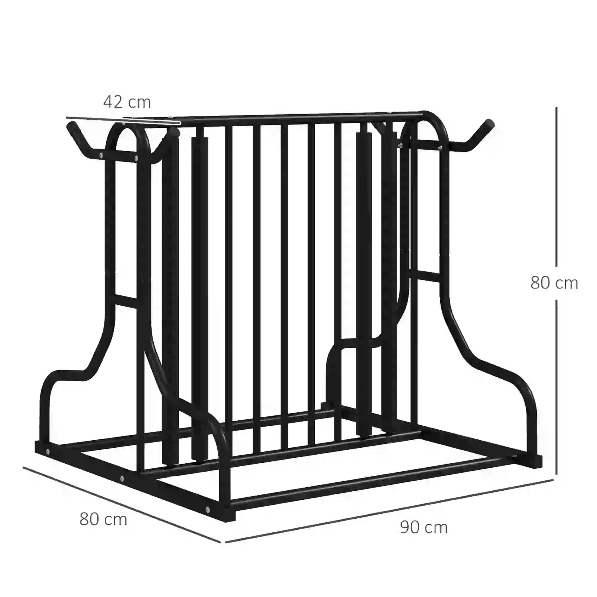 Fietsenrek zwart staal 90x80x80 cm – geschikt voor 4 fietsen