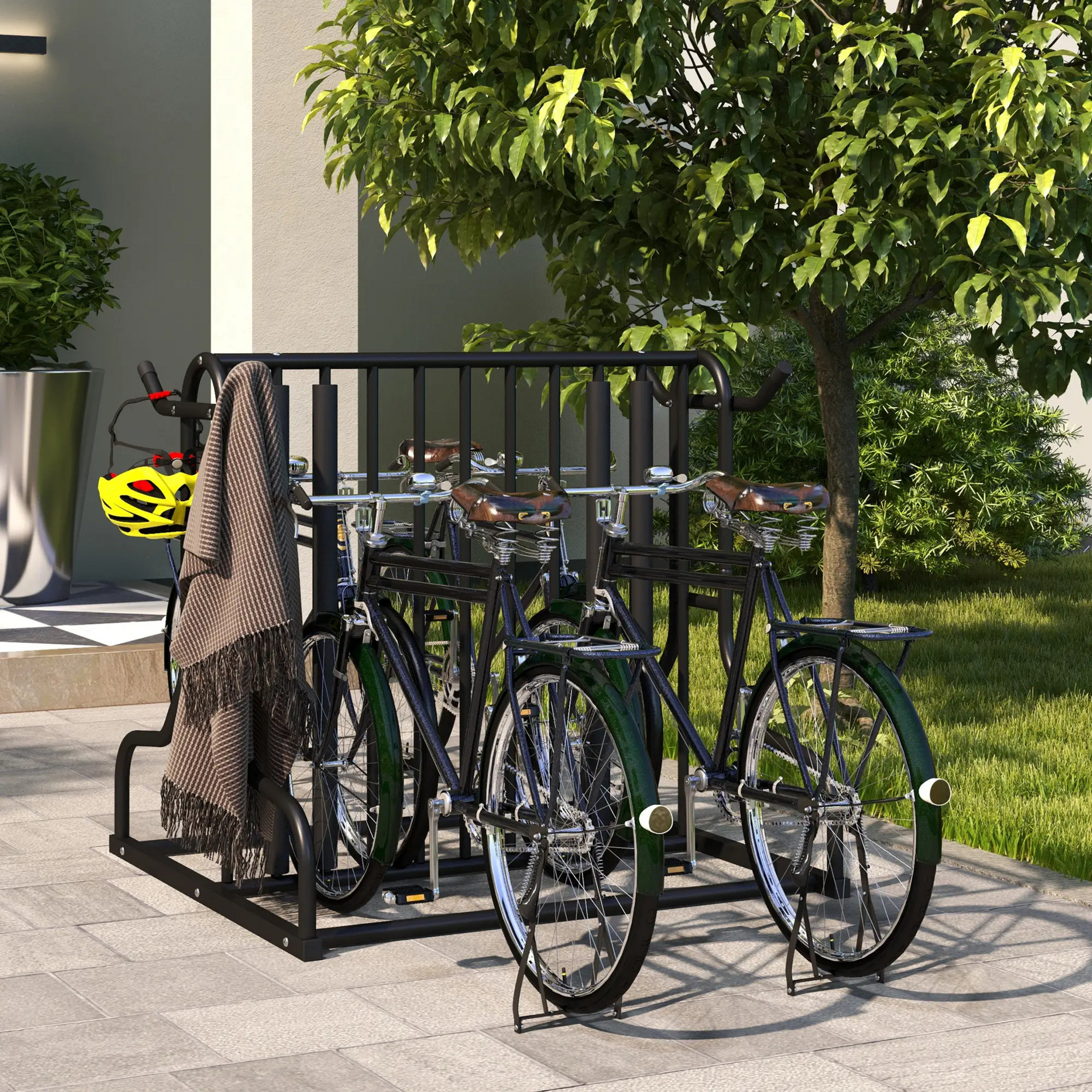 Fietsenrek zwart staal 90x80x80 cm – geschikt voor 4 fietsen