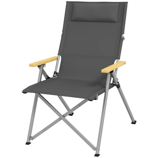 Opvouwbare campingstoel antraciet – licht aluminium en verstelbare rugleuning
