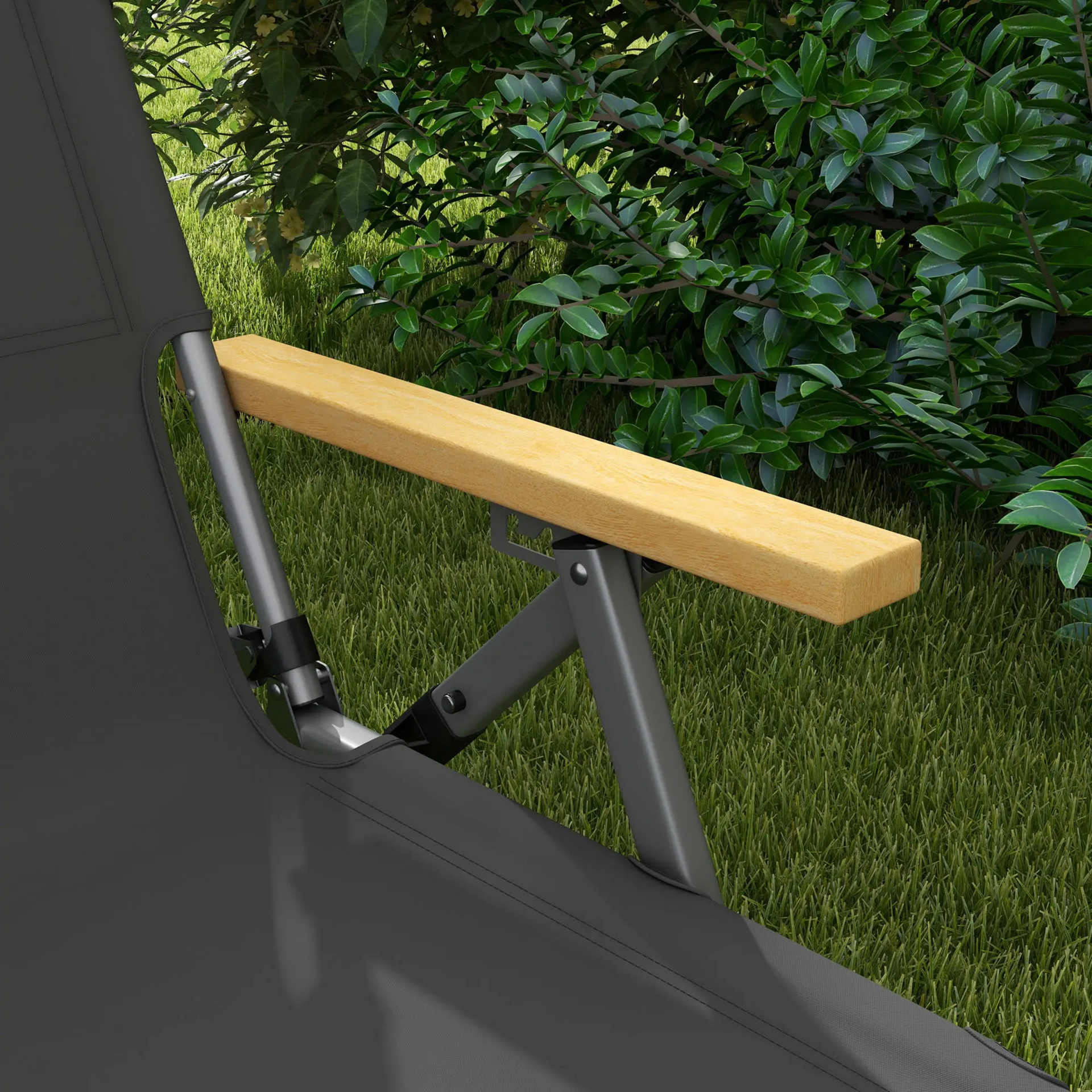 Opvouwbare campingstoel antraciet – licht aluminium en verstelbare rugleuning